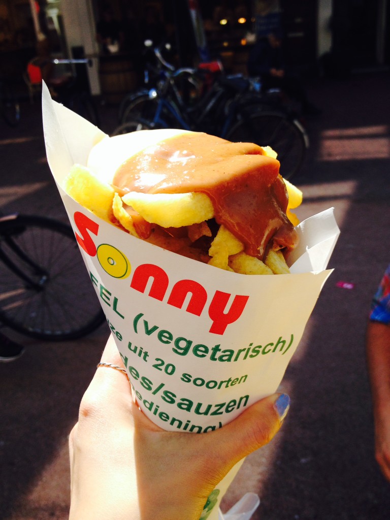 Belgian fries with peanut sauce and mayo